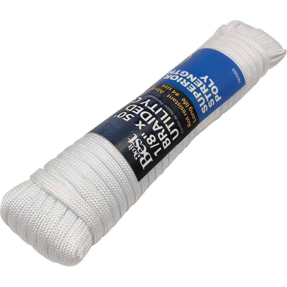 SIM Supply, Inc. 767093 Do it Best 1/8 In. x 50 Ft. White Braided Polypropylene Paracord 767093