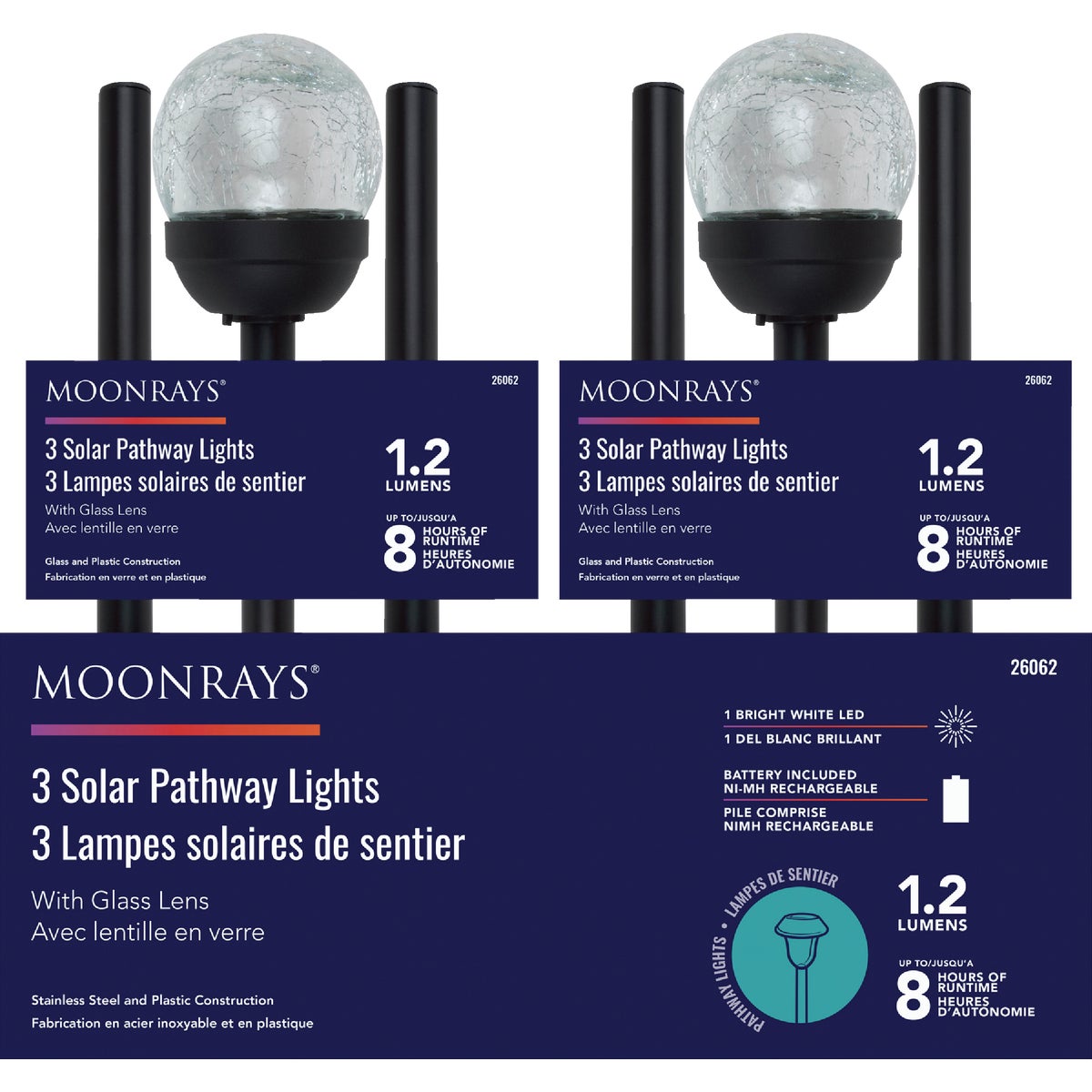 Moonrays 26062 Moonrays Crackle Glass Ball Solar Stake Light (3-Pack) 26062 Pack of 12