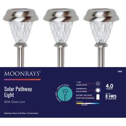 Moonrays 24004 Moonrays Stainless Steel 4 Lm. Solar Path Light with Glass Lens 24004 Pack of 9