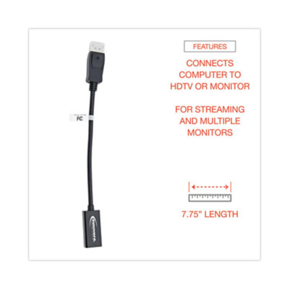 INNOVERA IVR30042 Innovera® DisplayPort-HDMI Adapter, 0.65 ft, Black IVR30042