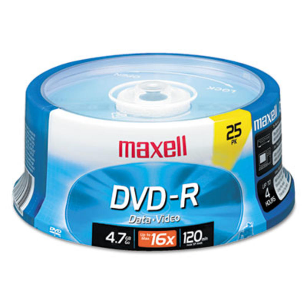 MAXELL CORP. OF AMERICA 638010 Maxell® Dvd-R Recordable Disc, 4.7 Gb, 16x, Spindle, Gold, 25/pack 638010