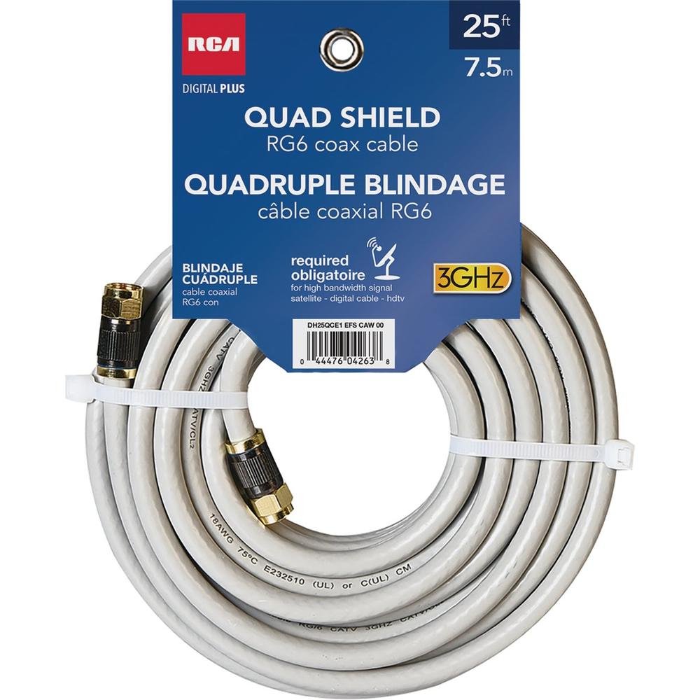 RCA DH25QCE1 RCA 25 Ft. Gray Quad RG6 Coaxial Cable DH25QCE1