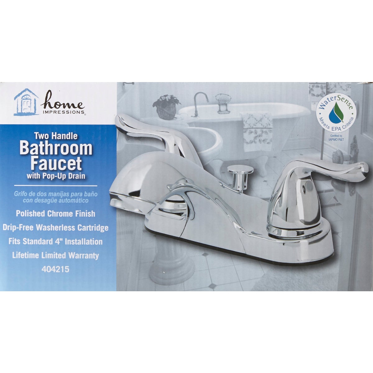Home Impressions F512C033CP-JPA3 Home Impressions Polished Chrome 2-Handle Knob 4 In. Centerset Bathroom Faucet with Pop-Up F512