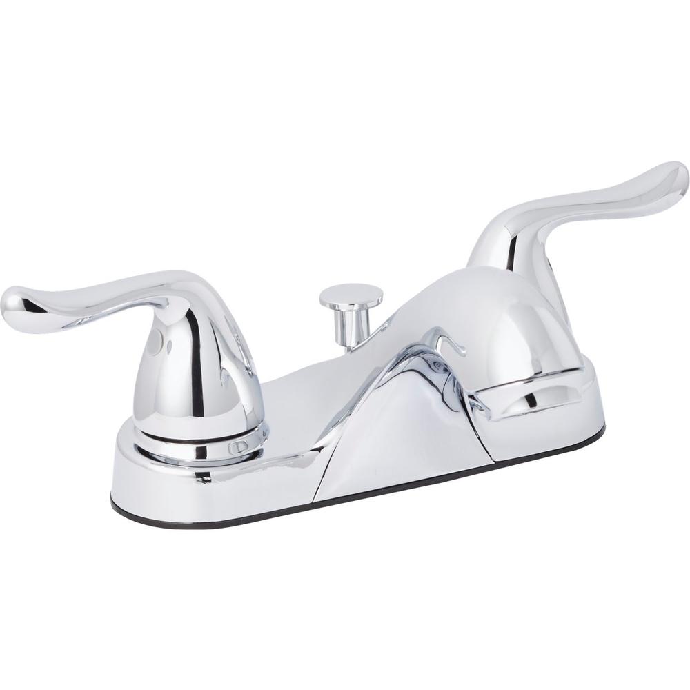 Home Impressions F512C033CP-JPA3 Home Impressions Polished Chrome 2-Handle Knob 4 In. Centerset Bathroom Faucet with Pop-Up F512