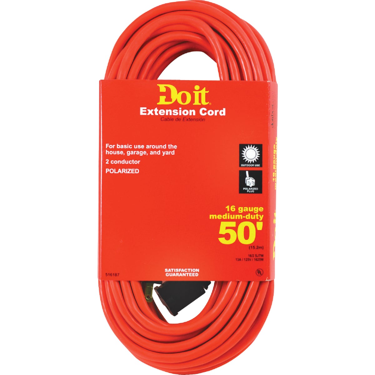 SIM Supply, Inc. OU-JTW162-50-OR Do it 50 Ft. 16/2 Polarized Outdoor Extension Cord OU-JTW162-50-OR