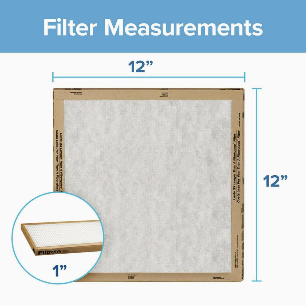 3M FPL10-2PK-24 3M Filtrete 12 In. x 12 In. x 1 In. Basic MPR Flat Panel Furnace Filter, (2-Pack) FPL10-2PK-24 Pack of 24
