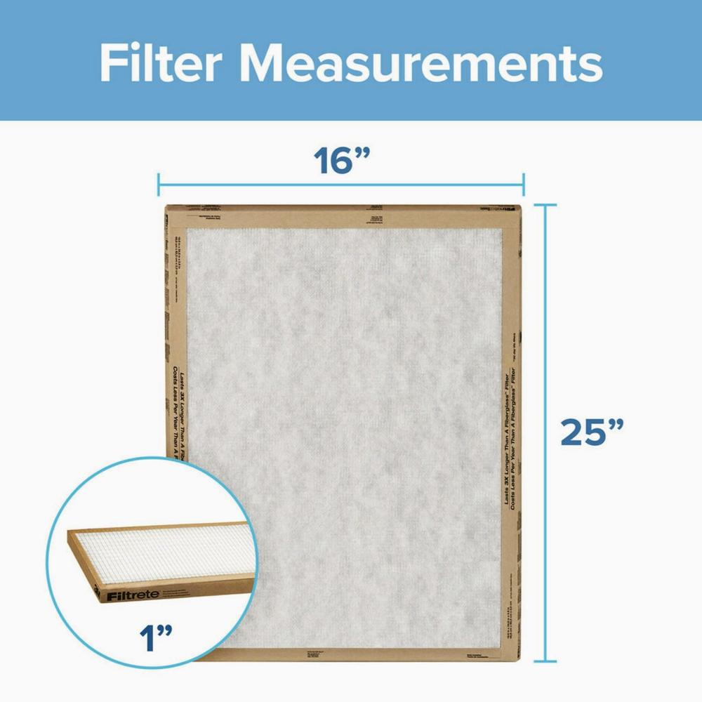 3M FPL01-2PK-24 3M Filtrete 16 In. x 25 In. x 1 In. Basic MPR Flat Panel Furnace Filter, (2-Pack) FPL01-2PK-24 Pack of 24