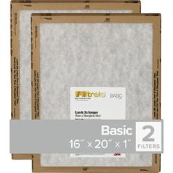 3M FPA00-2PK-24 3M Filtrete 16 In. x 20 In. x 1 In. Basic MPR Flat Panel Furnace Filter, (2-Pack) FPA00-2PK-24 Pack of 24
