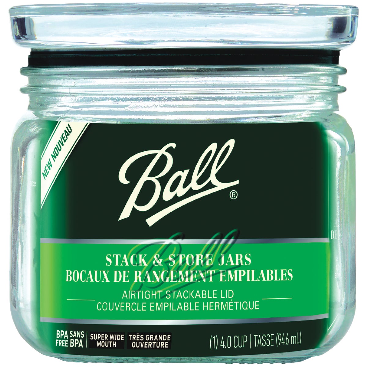 Ball 2133569 Ball 1 Qt. Stack & Store Jar 2133569 Pack of 4