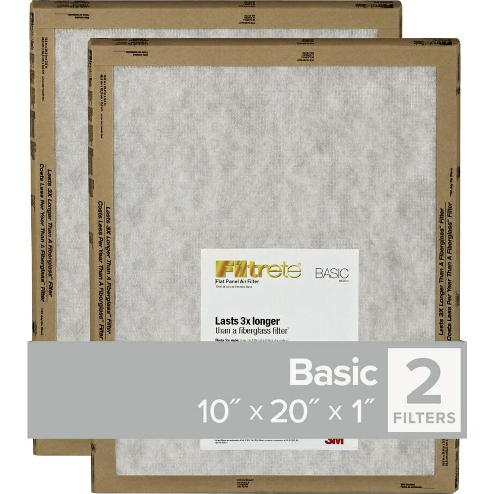 3M FPL07-2PK-24 3M Filtrete 10 In. x 20 In. x 1 In. Basic MPR Flat Panel Furnance Filter, (2-Pack) FPL07-2PK-24 Pack of 24