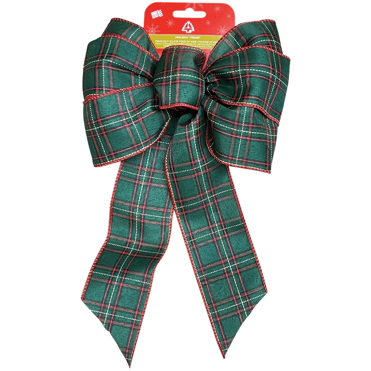 Holiday Trims 6156 Holiday Trims 7-Loop 8.5 In. W. x 14 In. L. Red/Green/Beige Plaid Christmas Bow 6156 Pack of 12