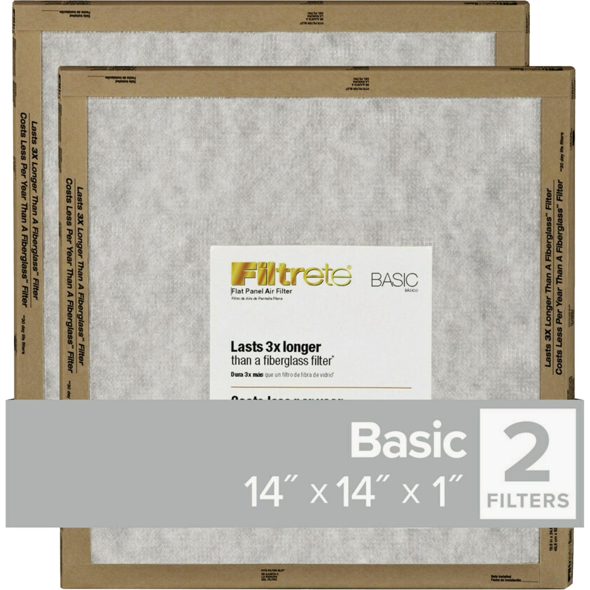 3M FPL11-2PK-24 3M Filtrete 14 In. x 14 In. x 1 In. Basic MPR Flat Panel Furnance Filter, (2-Pack) FPL11-2PK-24 Pack of 24