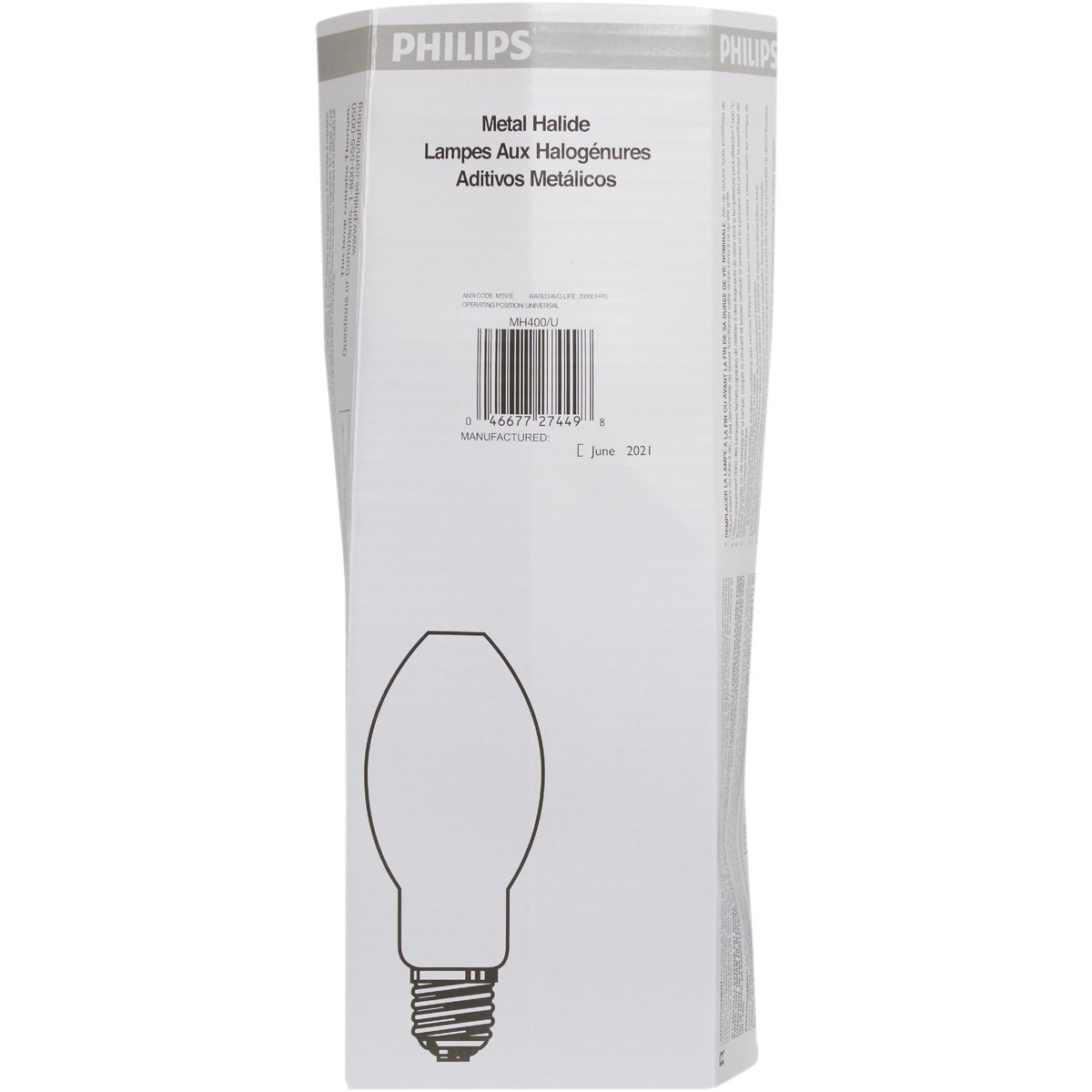 Philips 274498 Philips 400W Clear ED37 Mogul Metal Halide High-Intensity Light Bulb 274498
