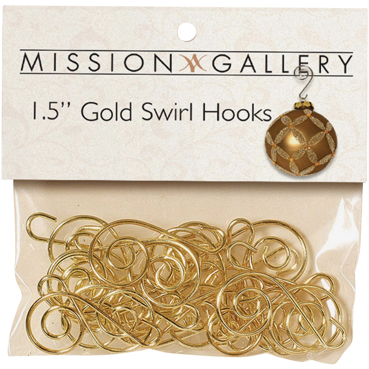 Gerson 376290 Gerson 1-1/2 In. Gold Swirl Ornament Hooks (24-Pack) 376290