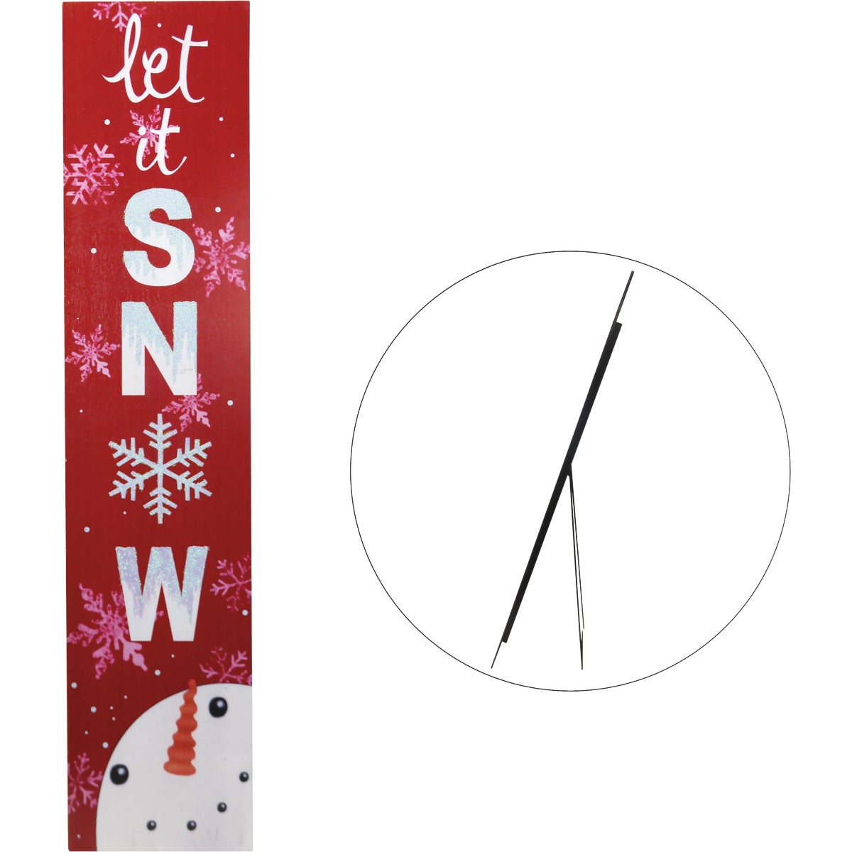 Alpine YEN432 Alpine 1 In. W. x 42 In. H. x 8 In. L. Let It Snow Porch Greeter Sign with Easel YEN432