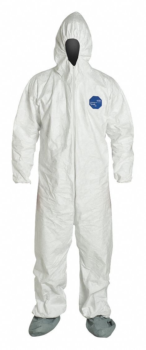 Dupont TY122SWHMD0025VP Dupont Hooded Coverall w/Attached Boots, White, M  TY122SWHMD0025VP