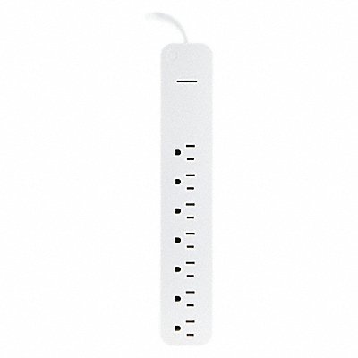 Ge 36359 Ge GE Surge Protector Outlet Strip: 7 Outlets, NEMA 5-15R, NEMA 5-15P, Not Allowed, 6 ft Cord Lg, White  36359