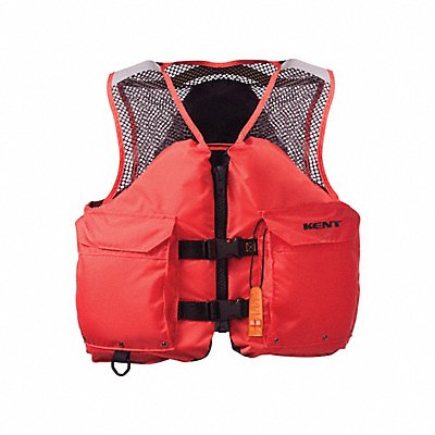 Kent Safety 150800-200-040-20 Kent Safety Life Jacket: III, Foam, Fabric, 15 1/2 lb Buoyancy, Belt/Zipper, L, Orange  150800-200