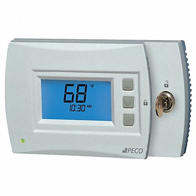 Peco T4932SCH-001 Peco Low Voltage Thermostat: Heat and Cool, Auto and Manual, 5-1-1/5-2/7 Day, Horizontal, 1 Zones  T4932SCH-00