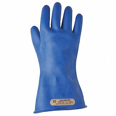 Salisbury E0011BL/10H Electrical Insulating Gloves: 500V AC / 750V DC, 11 in Glove Lg, Straight Cuff, Blue, Class 00, 1 PR