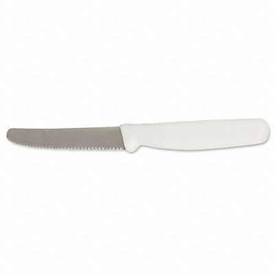 Crestware KN06 Crestware Utility Knife: 3 1/2 in Lg, Serrated Blade, High Carbon Steel, White  KN06