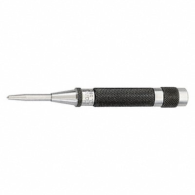 Starrett 18AA Starrett Automatic Center Punch: 0 in Tip Size, Round, 9/16 in Shank Dia, 4 in Overall Lg, 3/8 in Taper Lg  18AA