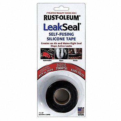 LeakSMART Leakseal 275795 Leakseal Repair Tape: Self-Fusing Tape, RUST-OLEUM, LEAKSEAL, 1 in x 3.33 yd, Black  275795