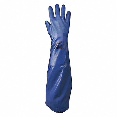 Showa NSK26-09 Showa Chemical Resistant Gloves: 20 mil Glove Thick, 26 in Glove Lg, Grain, 9 Glove Size, Blue, 1 PR  NSK26-09
