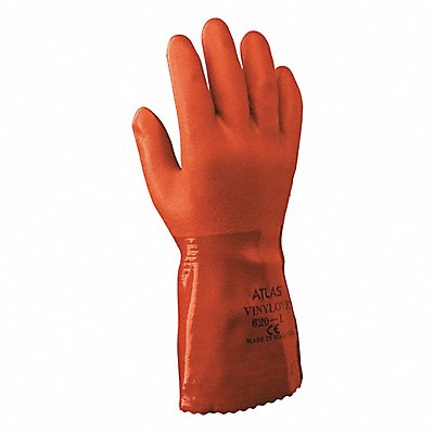 Showa 620S-07 Showa Chemical Resistant Gloves: 18 mil Glove Thick, 12 in Glove Lg, Grain, S Glove Size, Orange, 1 PR  620S-07