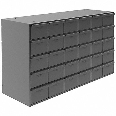 Durham Mfg 034-95 Durham Mfg DURHAM MFG Drawer Bin Cabinet: 33 3/4 in x 12 1/4 in x 21 in, 30 Drawers, Stackable, Steel, Gray  0