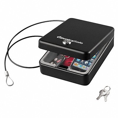 Sentry Safe P005K Sentry Safe Portable Safe: Compact and Portable, Privacy Key Lock, 2 1/2 in Outside Ht, Black  P005K