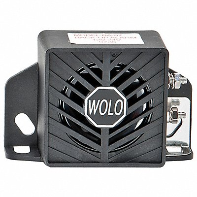Wolo BA-97 Wolo Back Up Alarm: 12 to 24V DC, 97 dB Sound Level, Black, Plastic, Bracket  BA-97