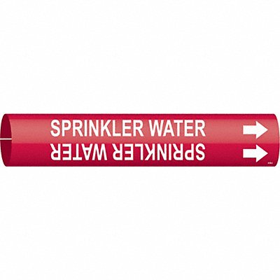 Brady 4128-C Brady Pipe Marker: Sprinkler Water, Red, White, Fits 2 1/2 to 3 7/8 in Pipe O.D., 1 Pipe Markers  4128-C