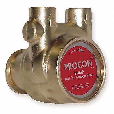 Procon 114B330F11XX Procon Rotary Vane Pump: 1/2 in Inlet/Outlet NPTF (In.), 346 gph Max. Flow (GPH), Brass, 330 gph GPH  114B33
