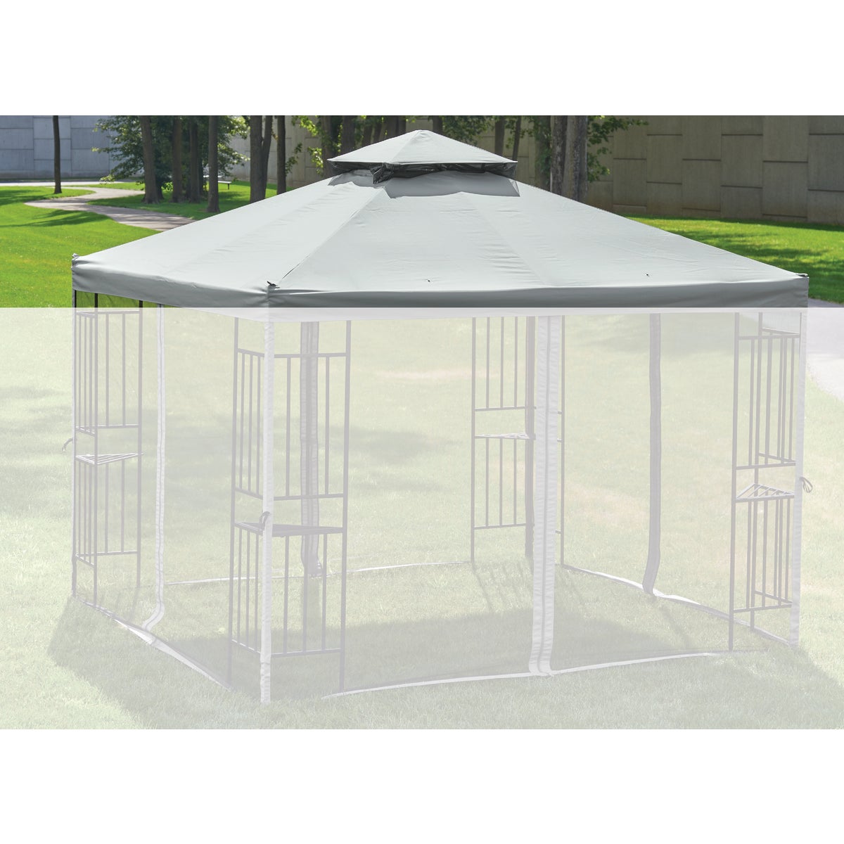 Outdoor Expressions TJSG-127-4*4-CANOPY Outdoor Expressions 13 Ft. x 13 Ft. Gray Polyester Replacement Gazebo Canopy TJSG-127-4*