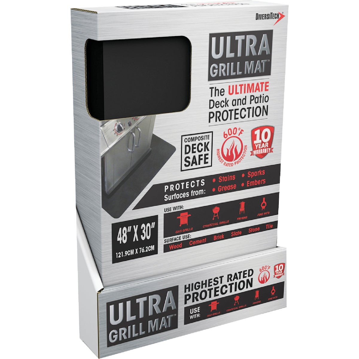 Ultra Grill Mat Diversitech UGM-4830 Diversitech Ultra Grill Mat 30 In. W. x 48 In. L. Black Rectangle Grill Mat UGM-4830
