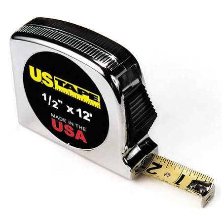 Us Tape 56707 Us Tape Tape Measure,1/2 In x 12 ft,Chrome,Ft/In 56707