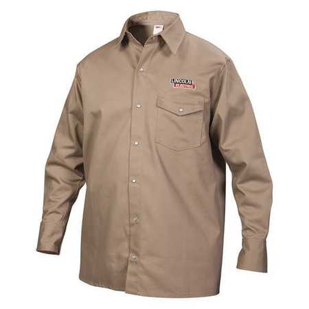 Lincoln Electric KH841M Lincoln Electric Flame-Resistant Collared Shirt,Khaki,M  KH841M