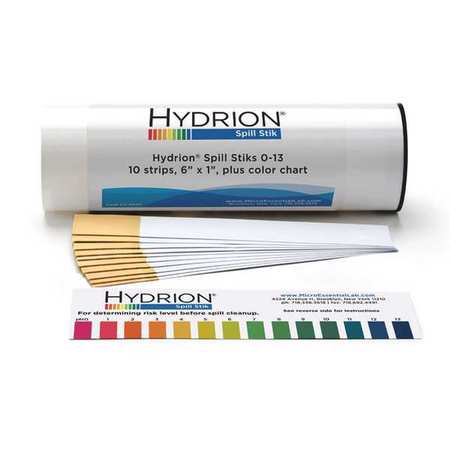 Hydrion DS-8020 Hydrion pH Test Strips,6 in L,0 to 13 pH,PK10 DS-8020