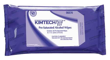 Kimberly-Clark Kimtech 06070 Kimberly-Clark Professional Clean Room Wet Wipes,11" x 9",40 ct,PK10  06070