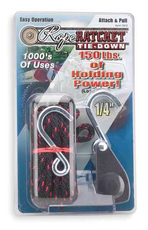 Rope Ratchet 10010 Rope Ratchet Rope Tie Down,8' L,150 lb,S-Hook  10010