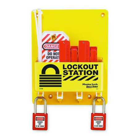 Master Lock S1720E410 Master Lock Lockout Station,Filled,Elctrical,2 Locks  S1720E410