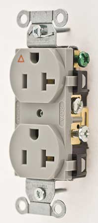 Hubbell IG5352GY Hubbell Receptacle,Gray,20 A,2P3W,Back; Side,1PK  IG5352GY