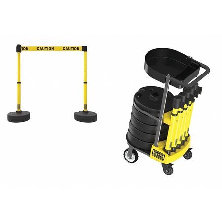 Banner Stakes PL4001T Banner Stakes PLUS Cart Pkg w/Tray, "Caution" Banner PL4001T
