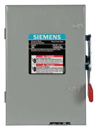 Siemens LF211N Siemens Safety Switch,120/240VAC,2PST,30 Amps AC  LF211N