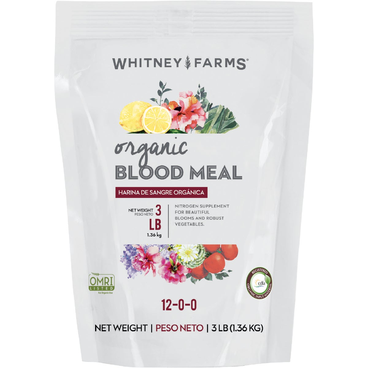Whitney Farms 3401006 Whitney Farms 3 Lb. 12-0-0 Natural Blood Meal 3401006