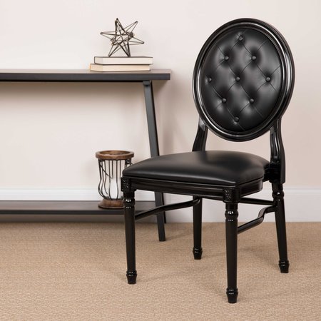 Flash Furniture 2-LE-B-B-T-MON-GG Flash Furniture Tufted Black Dining Chair,PK2 2-LE-B-B-T-MON-GG