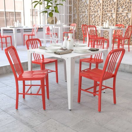 Flash Furniture 2-CH-61200-18-RED-GG Flash Furniture Red Metal Indoor-Outdoor Chair,PK2 2-CH-61200-18-RED-GG