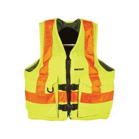 Kent Safety 150800-410-030-23 Kent Safety Life Jacket,Belt,Buckle,Zip,Hi-Vis Yellw  150800-410-030-23