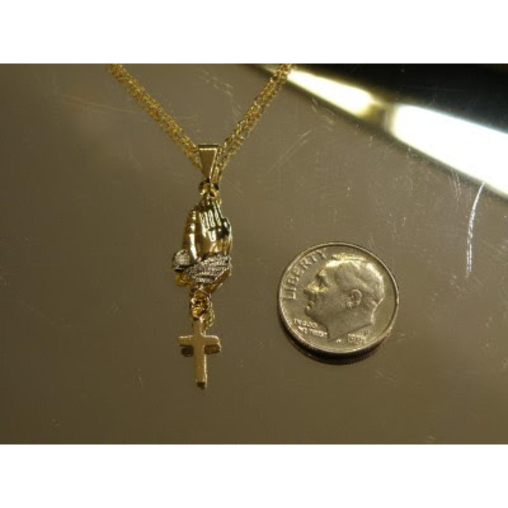 Nikfine PENDANT 14k gold overlay free 18" chain / PRAYING HANDS/a6